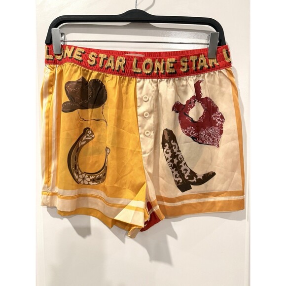 Show Me Your MUMU Home and Away PJ Set Lone Star Silky Shorts Women Size Medium - Picture 12 of 16